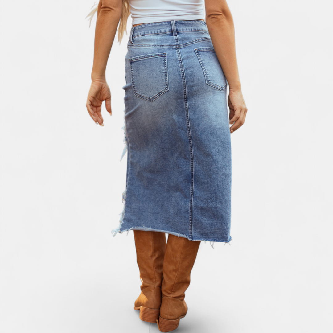 Lydia | Effortless high-waist denim maxi skirt for every occasion