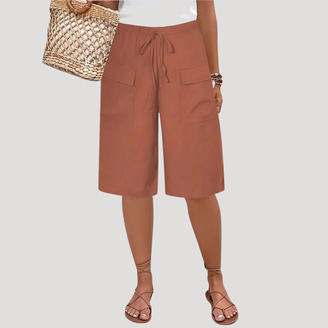 Lenie | Long Bermuda Shorts with Elastic Waist and Pockets for Women