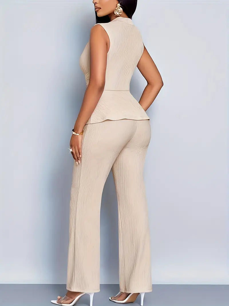 Isabella | Chic Peplum Top and Flowing Trousers Set