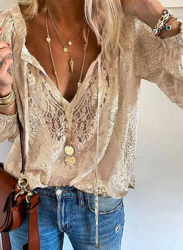 Victoria | Chic Bohemian V-Neck Blouse with Detail