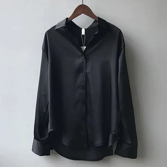 Stella | Chic Satin Blouse with Timeless Button-Down Style