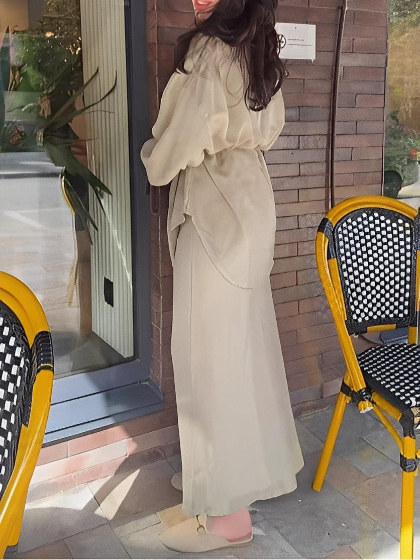 Women's Two-Piece Set | Button Shirt Maxi Skirt