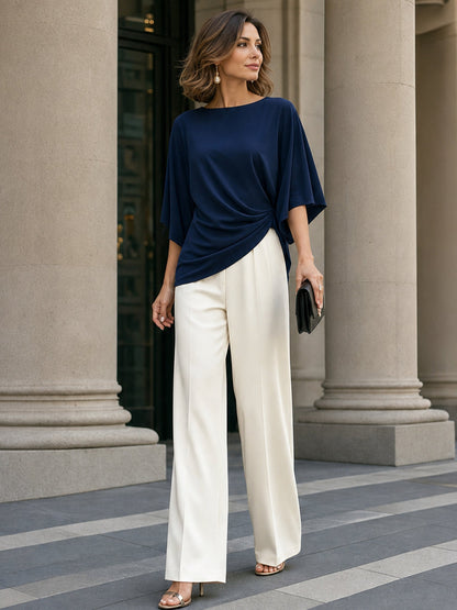 Jamie | Elegant draped waist two-piece ensemble
