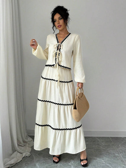 Women's Two-Piece Set | V-Neck Ruffled
