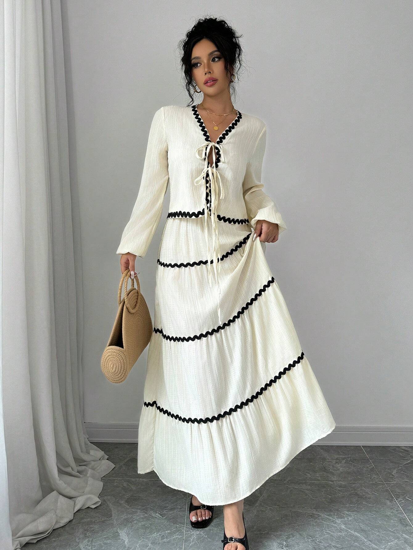 Women's Two-Piece Set | V-Neck Ruffled