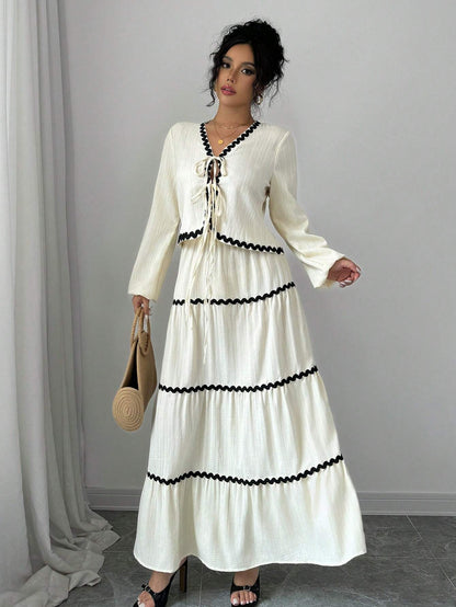Women's Two-Piece Set | V-Neck Ruffled
