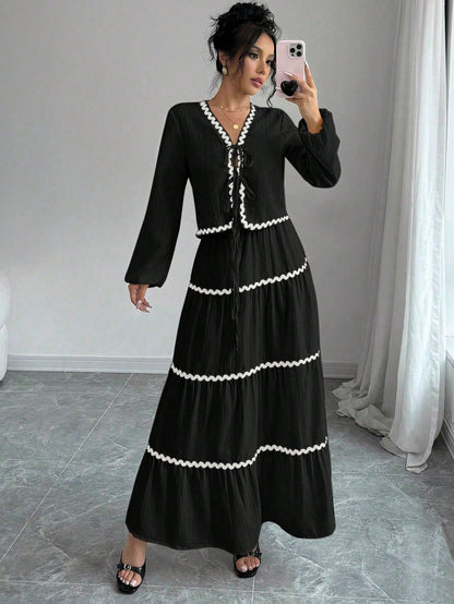 Women's Two-Piece Set | V-Neck Ruffled