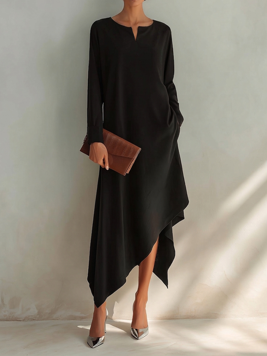 Nora | Elegant asymmetric midi dress for timeless style