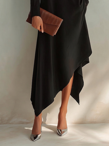 Nora | Elegant asymmetric midi dress for timeless style