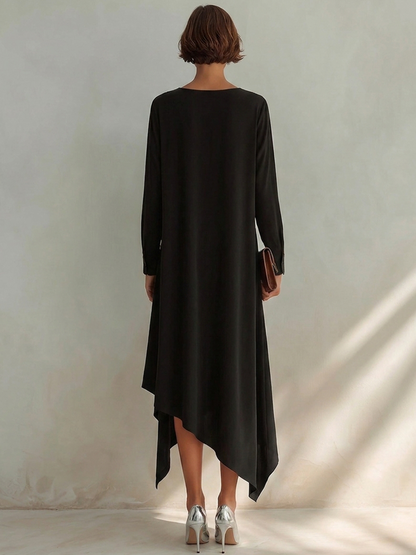 Nora | Elegant asymmetric midi dress for timeless style