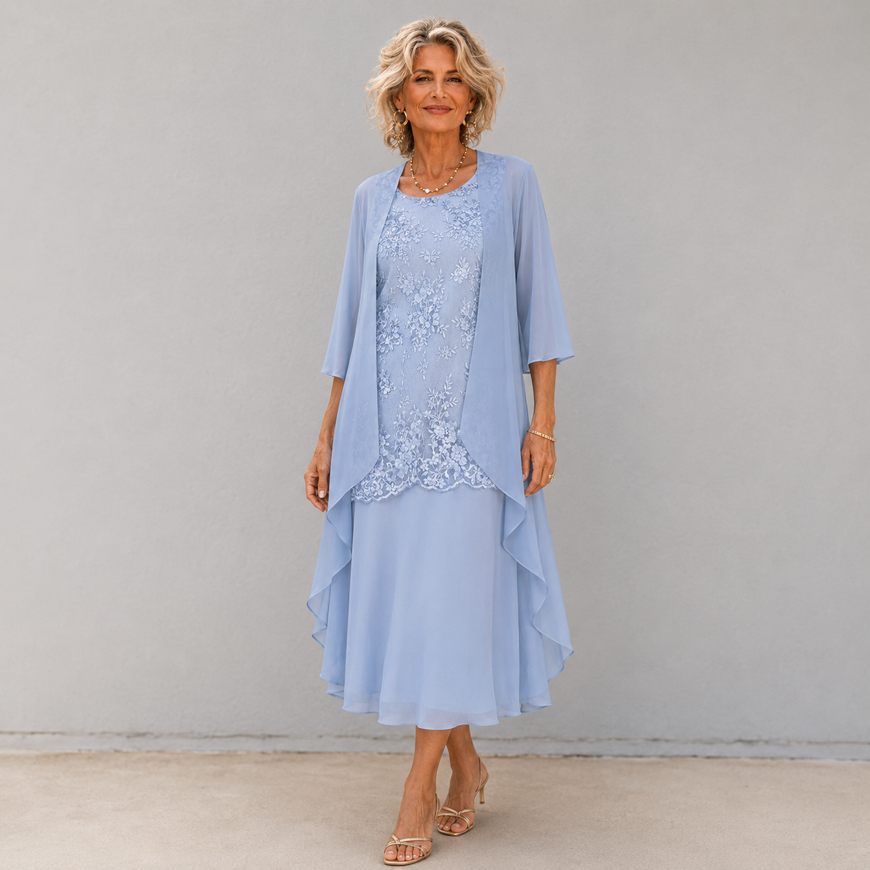 Naomi | Elegant chiffon two-piece dress for timeless style