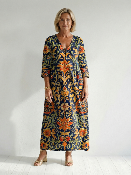 Elise | Clean Ornate Floral Midi Dress