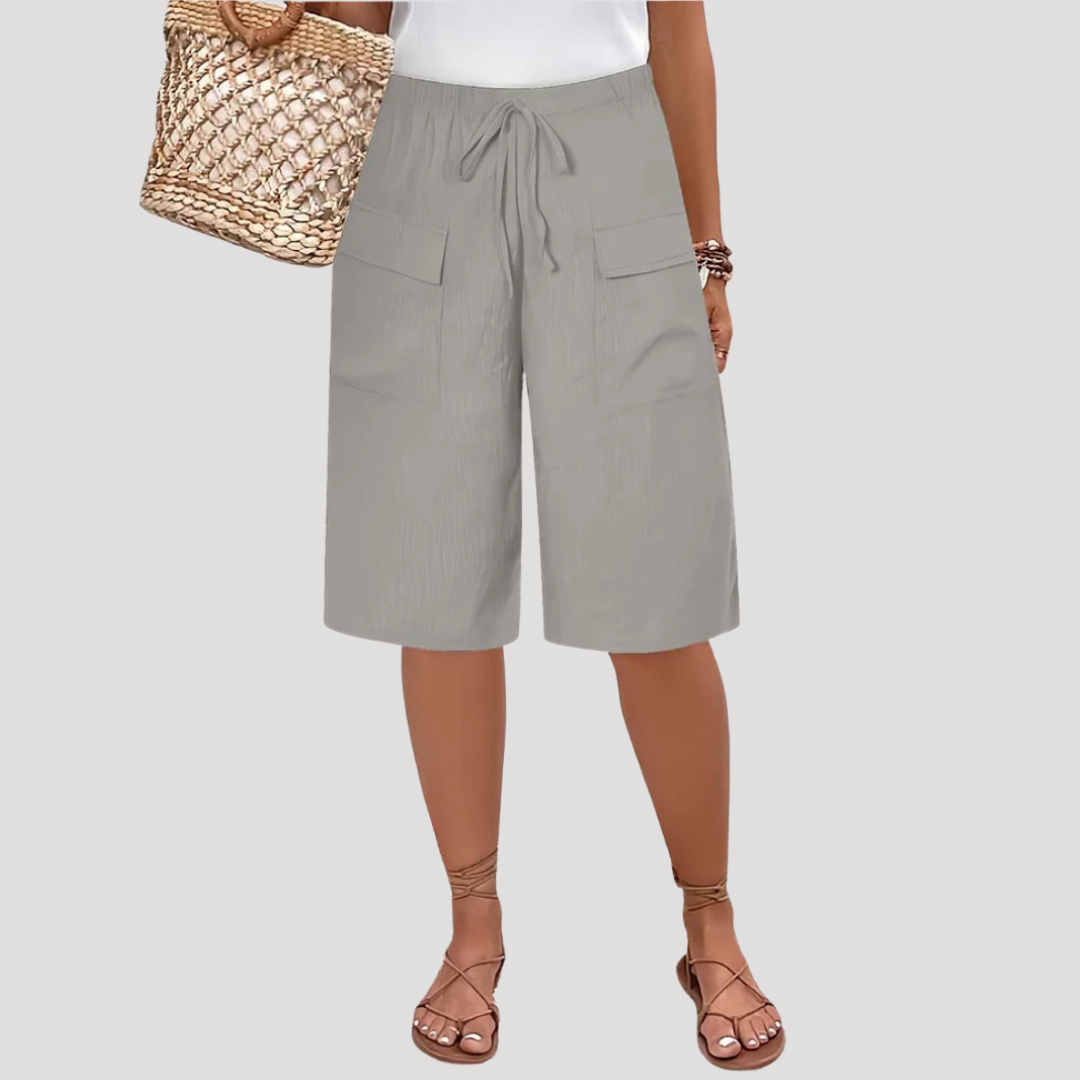 Lenie | Long Bermuda Shorts with Elastic Waist and Pockets for Women