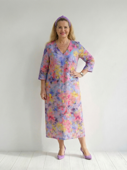 Benson | Abstract Floral Midi Dress
