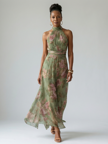 Charlotte-Rose | Halter Floral Midi Dress