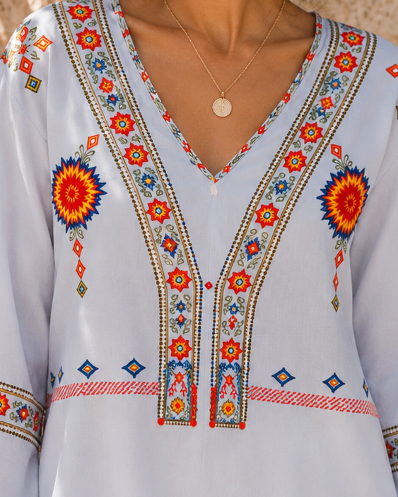Penelope | Chic V-Neck Bohemian Summer Blouse