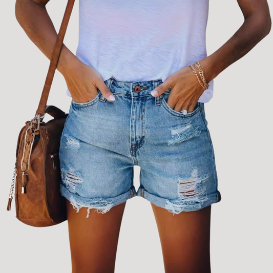 Jildou | Ripped Denim Shorts with High Waist for Women