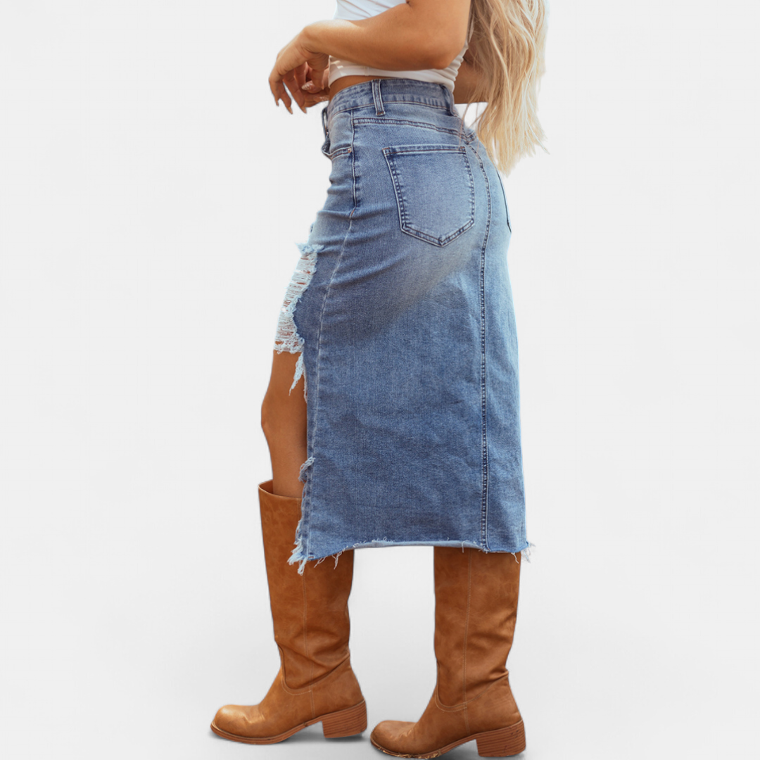 Lydia | Effortless high-waist denim maxi skirt for every occasion