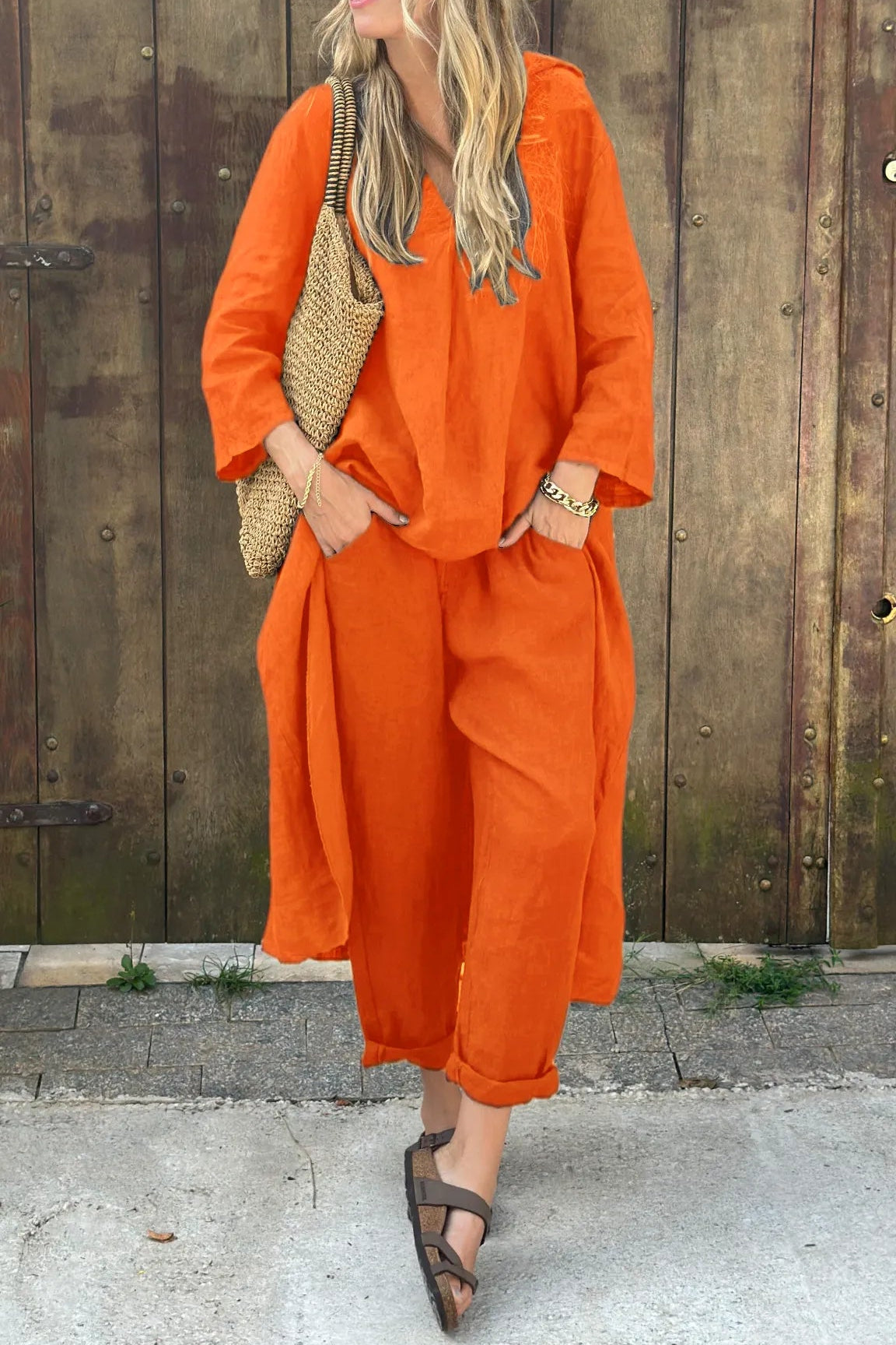 Women's Two-Piece Set  | Loose Fit Top Wide Pants