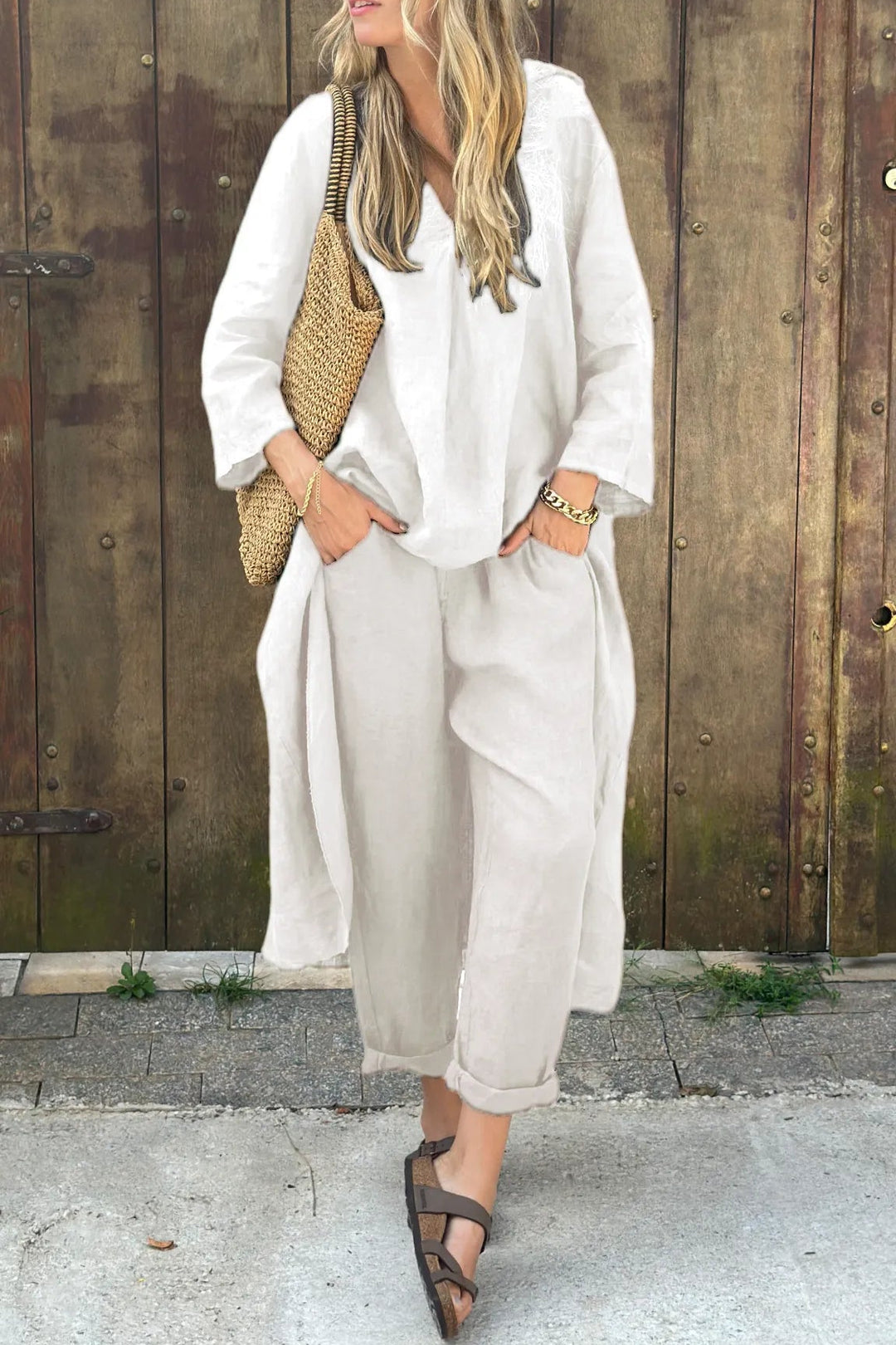 Women's Two-Piece Set  | Loose Fit Top Wide Pants