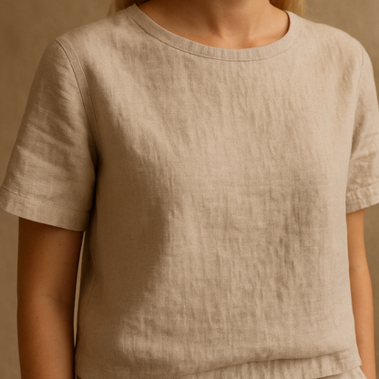 Women's Two-Piece Set | Short Sleeve Top Tapered Pants