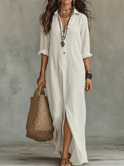 Alessia – Soft Black Buttoned Maxi Dress