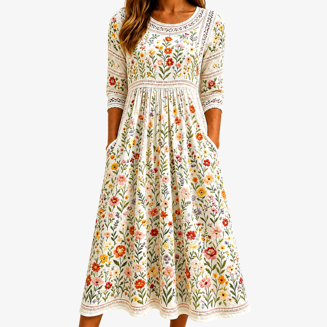 Genevieve | Effortlessly refined midi dress in coastal hues
