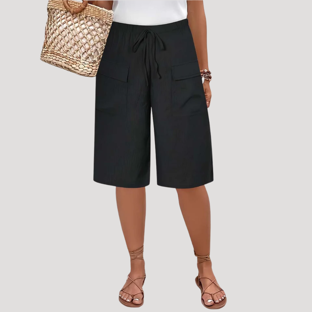 Lenie | Long Bermuda Shorts with Elastic Waist and Pockets for Women