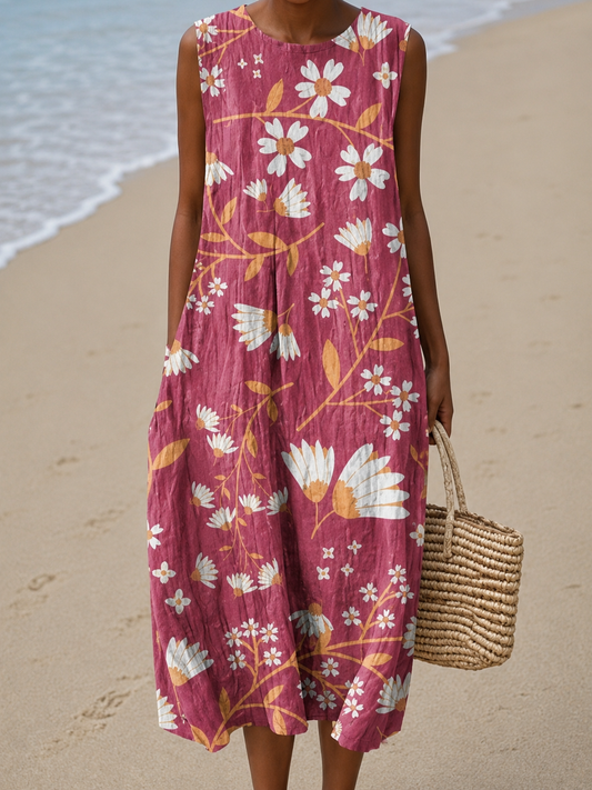 Charlotte - Women's Sleeveless Printed Midi Casual Dress