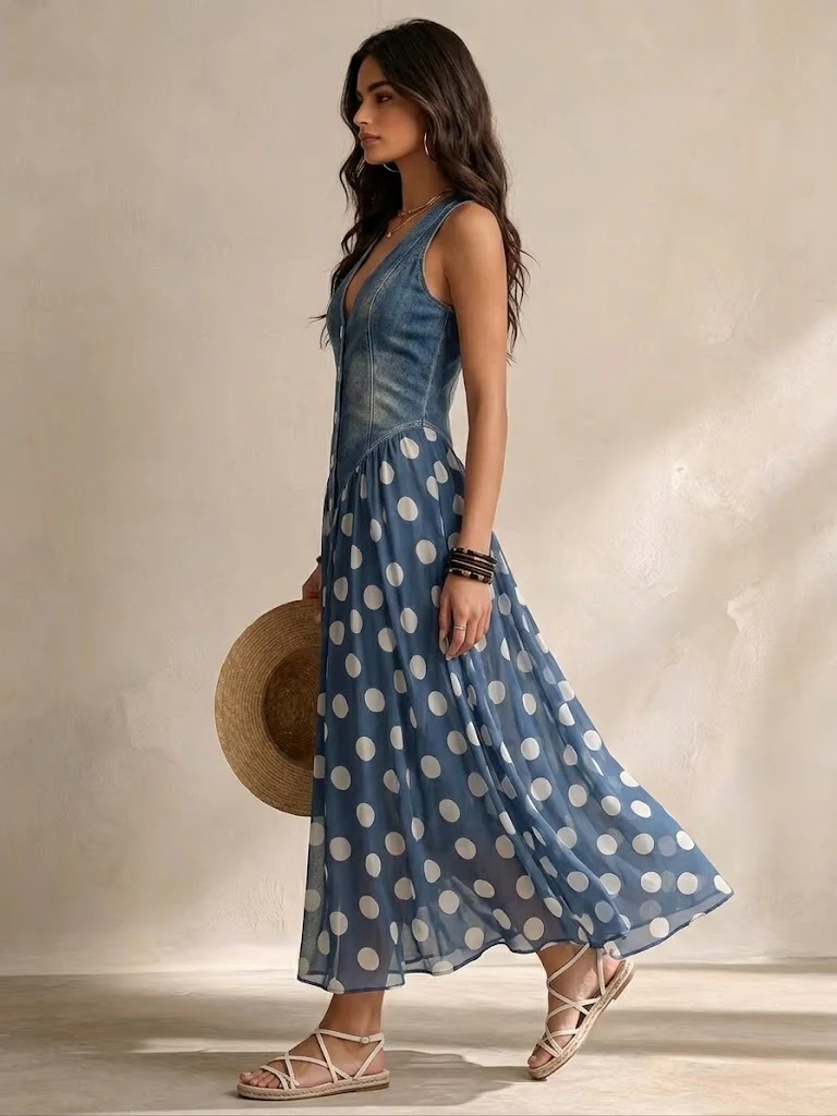 Pandora | Sleeveless V Neck Midi Dress