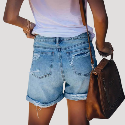 Jildou | Ripped Denim Shorts with High Waist for Women