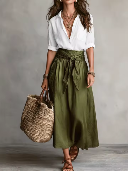 Solène™ | Tie-Waist Blouse and Skirt Set