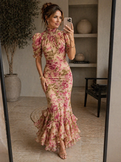 Tamsin | Floral Puff Sleeve Maxi Dress