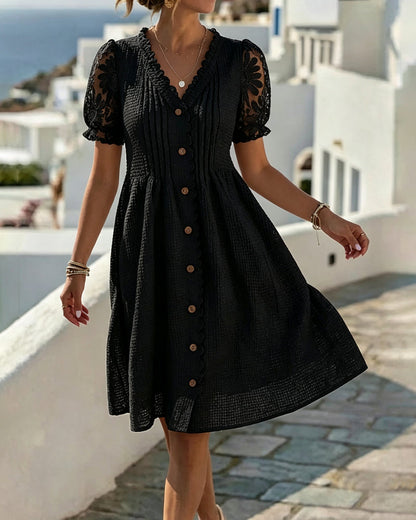 Adele | Effortlessly elegant balloon sleeve midi dress