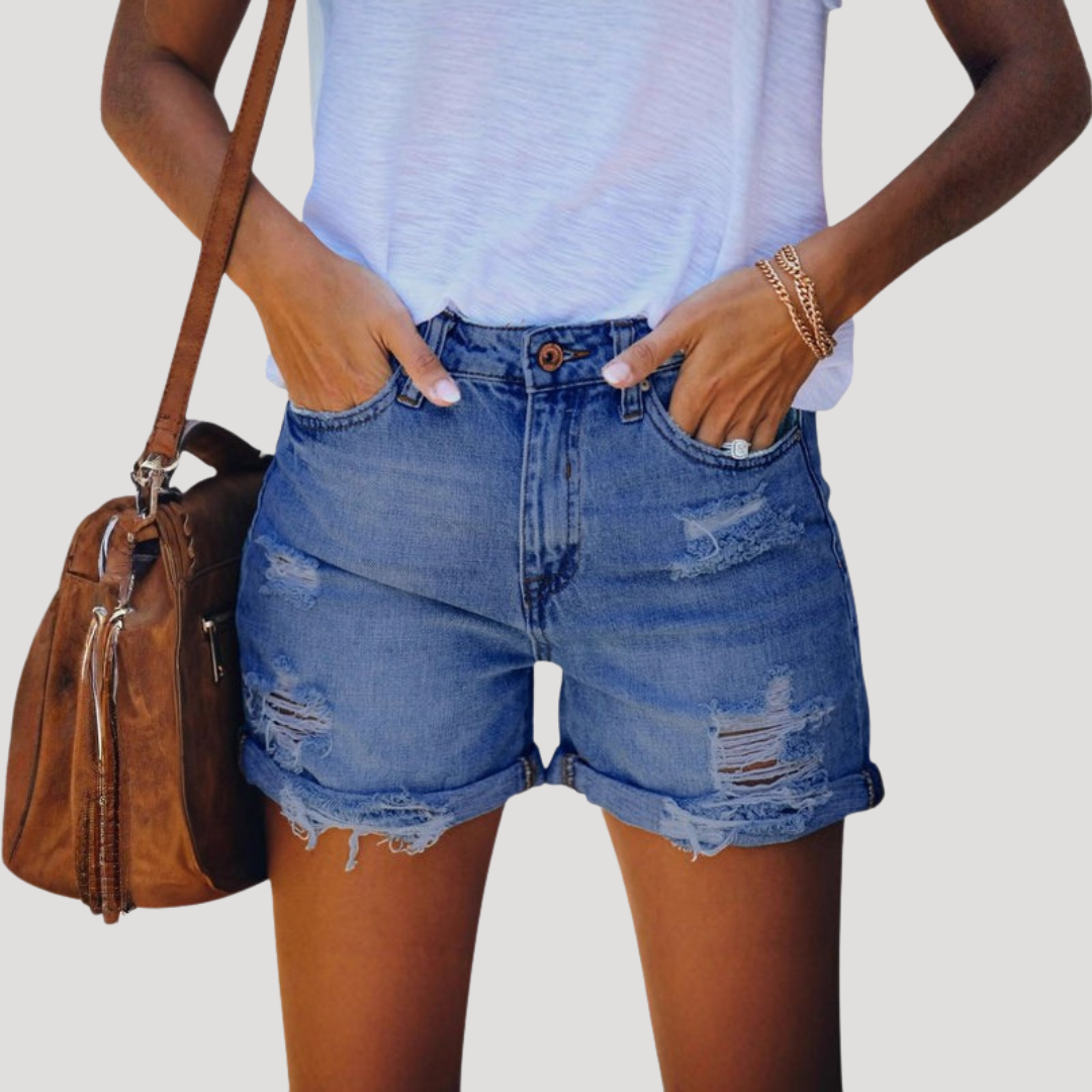 Jildou | Ripped Denim Shorts with High Waist for Women