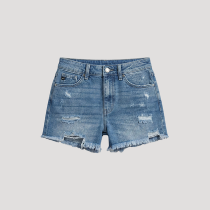 Jacolien | High-Waisted Denim Shorts with Frayed Hem for Women