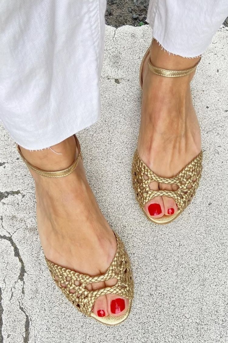 Isadora | Braided Gold Sandals