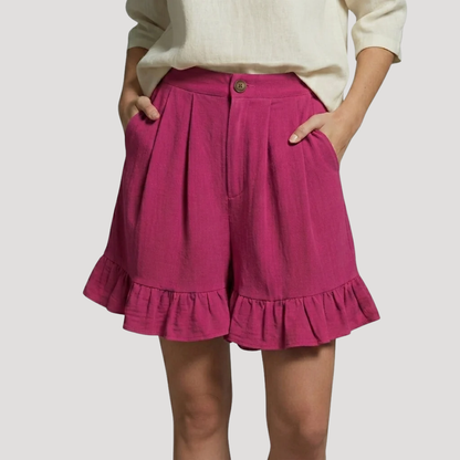 Isis | High Waist Ruffle Hem Shorts for Women