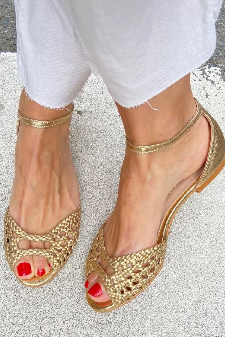 Isadora | Braided Gold Sandals