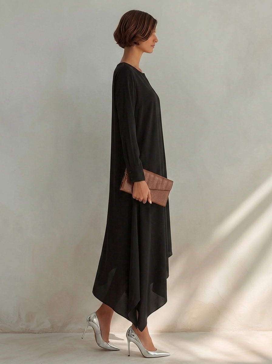 Nora | Elegant asymmetric midi dress for timeless style