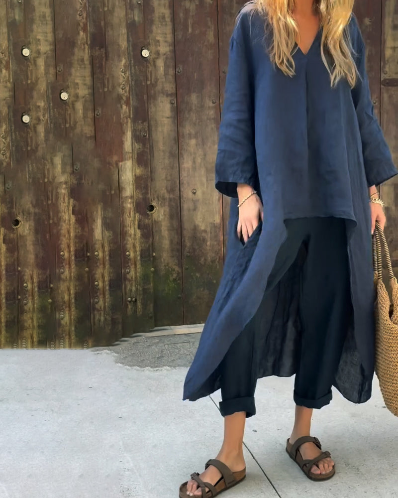 Women's Two-Piece Set  | Loose Fit Top Wide Pants