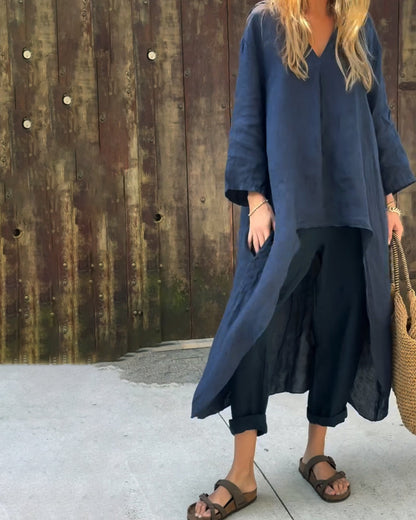 Women's Two-Piece Set  | Loose Fit Top Wide Pants