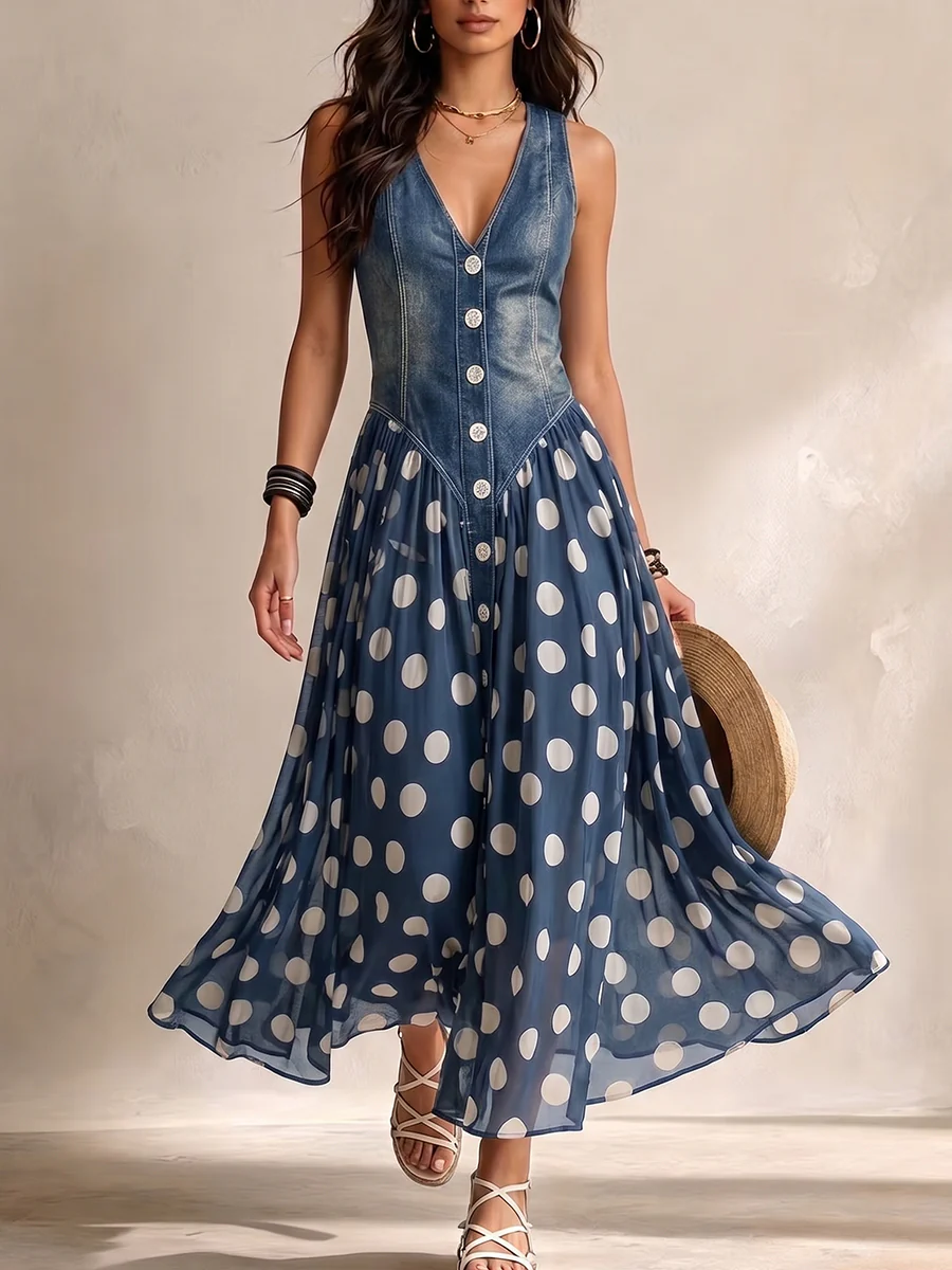 Pandora | Sleeveless V Neck Midi Dress