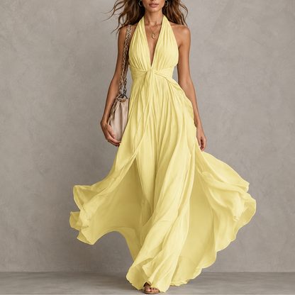 Clemency | Halter Chiffon Maxi Dress