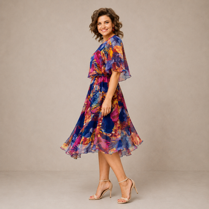 Marianne | Colourful Floral Midi Dress