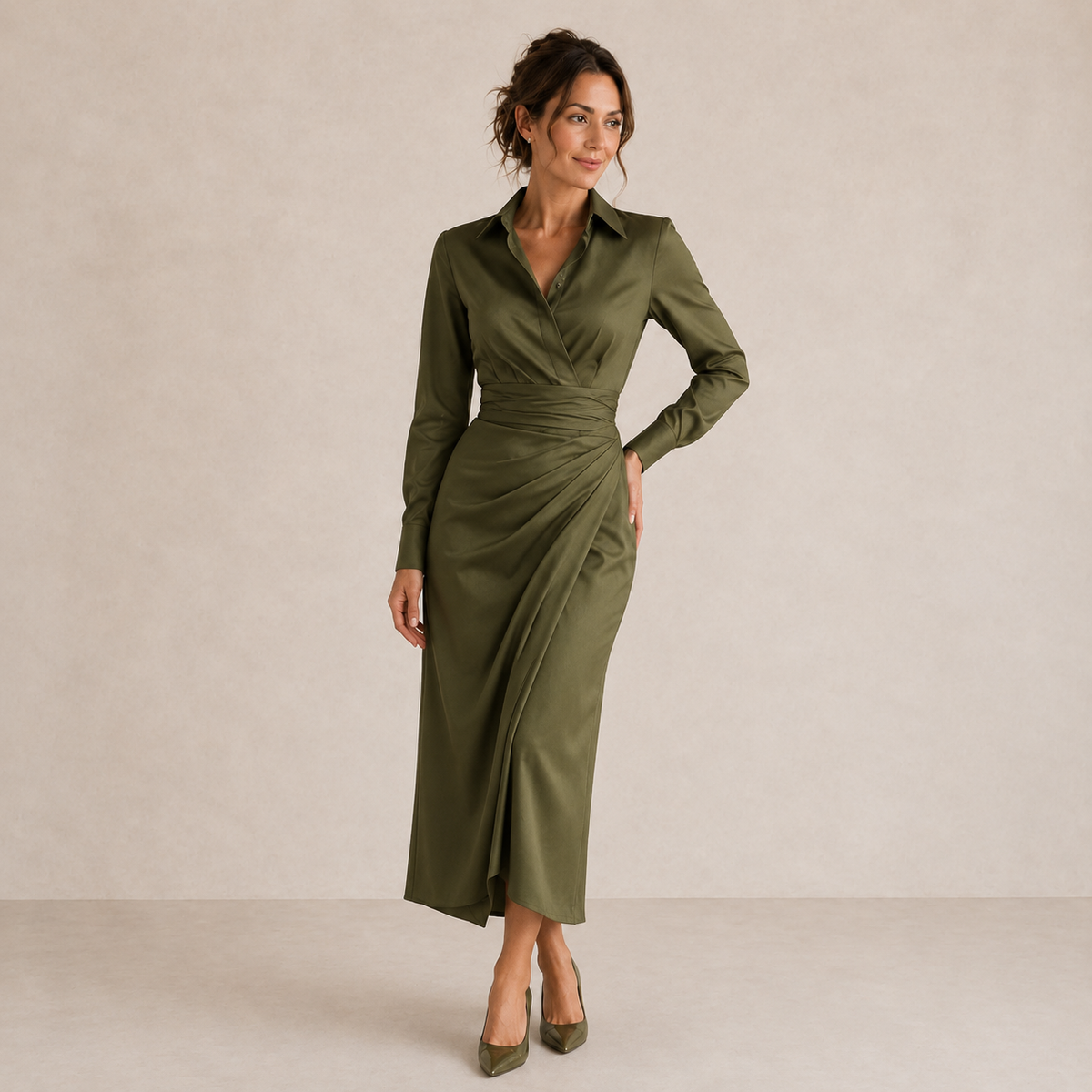 Hesper | Green Wrap Maxi Dress