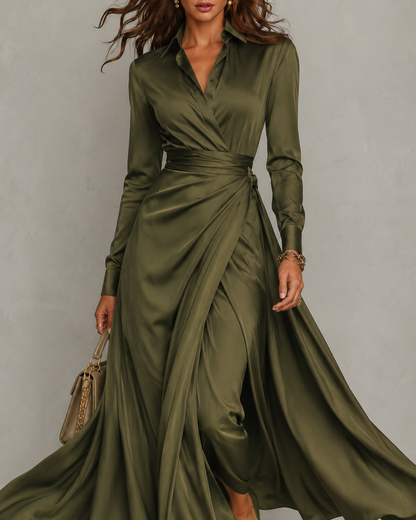 Hesper | Green Wrap Maxi Dress