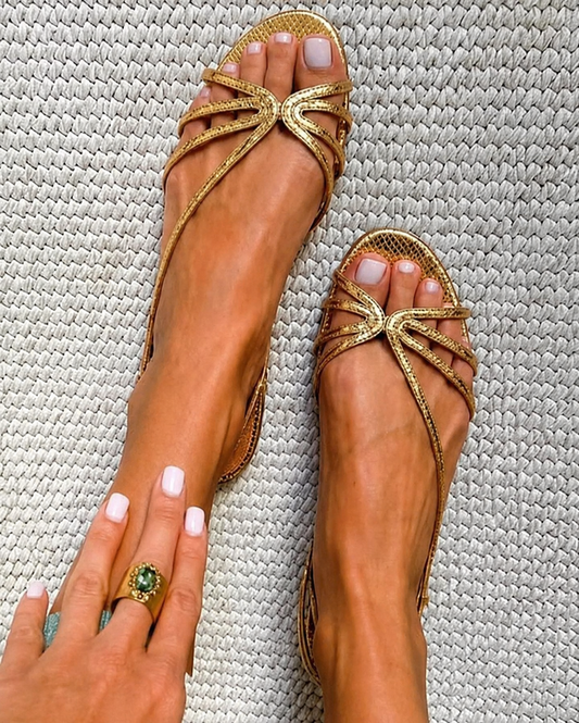 Ginevra | Elegant Golden Sandals for Summer
