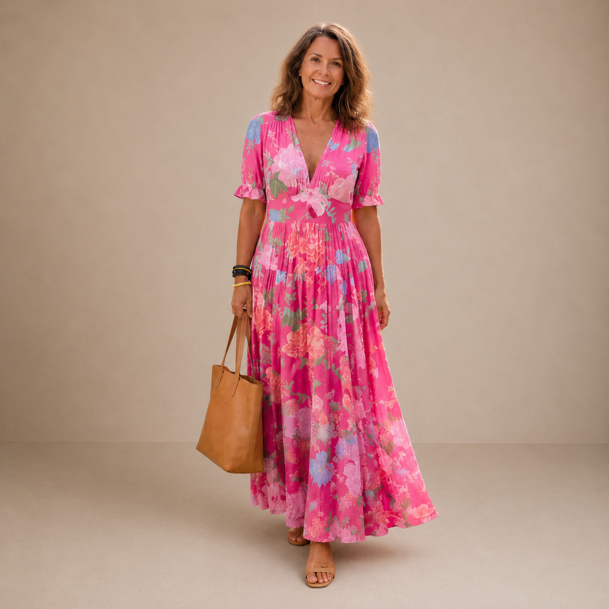 Della | Floral V Neck Maxi Dress