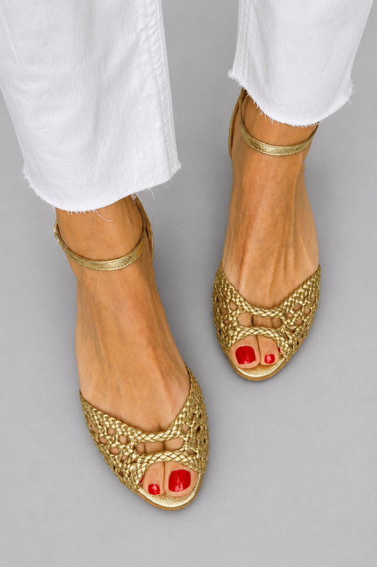 Isadora | Braided Gold Sandals